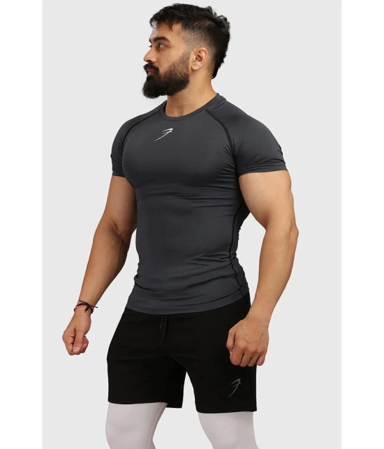 Fuaark - Grey Polyester Slim Fit Mens Compression T-Shirt ( Pack of 1 ) - None