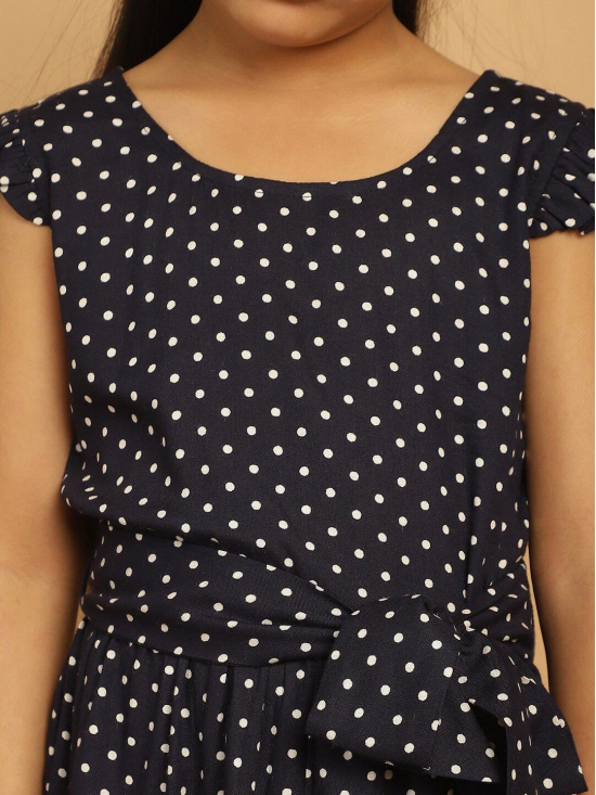 MINI & MING Girls Polka Dot Print Flutter Sleeve Fit & Flare Dress