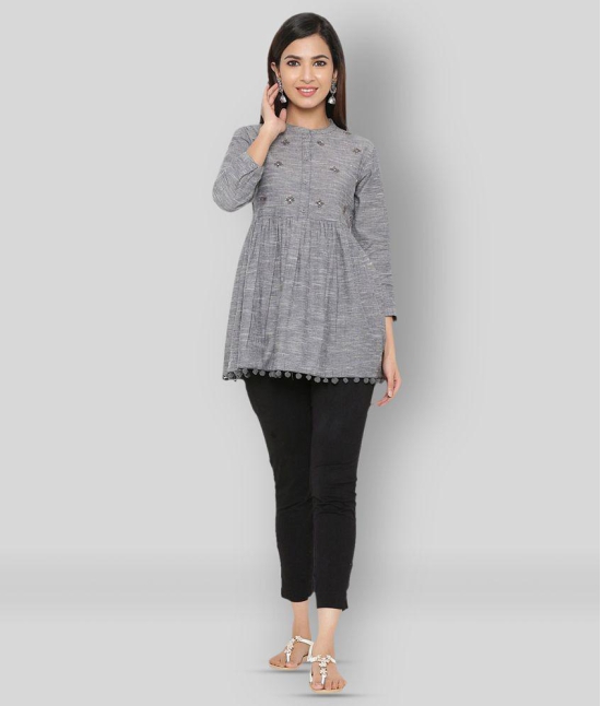 KIPEK - Dark Grey Cotton Women's Empire Top ( Pack of 1 ) - 2XL