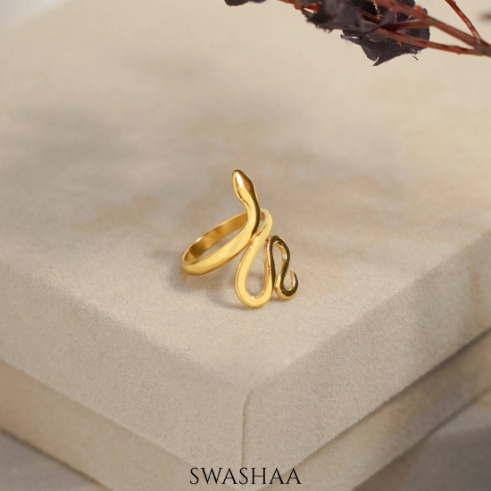 Oni Snake 18K Gold Plated Ring-Gold