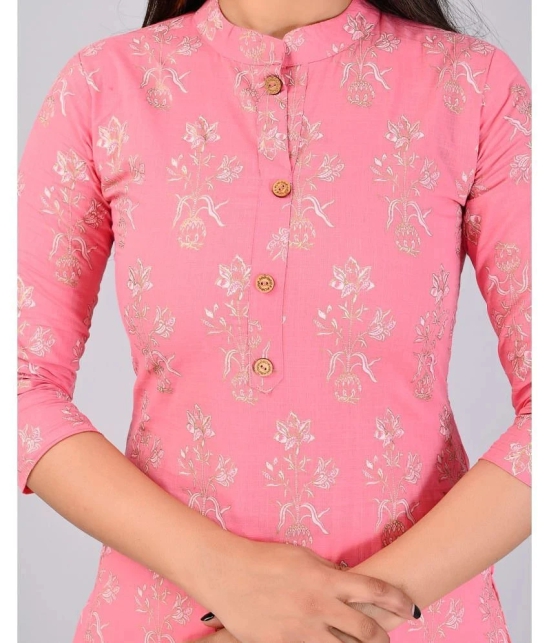 MAUKA Rayon Printed Straight Womens Kurti - Pink ( Pack of 1 ) - None