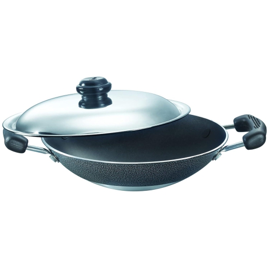 Prestige Omega Select Plus Residue Free Non-Stick Deep Appachetty with Lid, 20cm (Aluminium, Black)