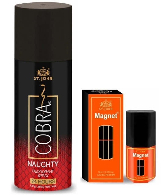 ST.JOHN Cobra Naughty 150ml & Magnet 10ml Deodorant Spray & Perfume for Men (160ml)- Pack of 2