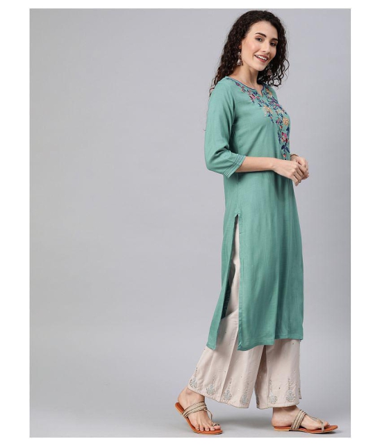 Alena Green Rayon Straight Kurti - XL