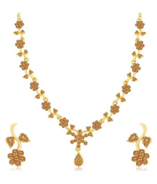 Sukkhi Alloy Golden Traditional Necklaces Set Collar - Golden