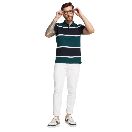 Octave Men Colourblocked Polo Collar Pure Cotton T-Shirt