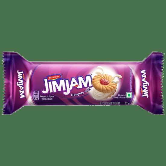 Britannia Jim Jam Cream Biscuit - Crunchy, Ready To Eat, 92 G