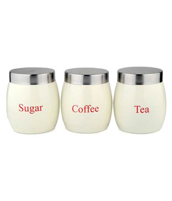 Dynore Mild steel Tea/Coffee/Sugar Container Set of 3 1000 ml - Steel