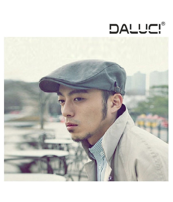 DALUCI Gray Plain Cotton Caps - Gray