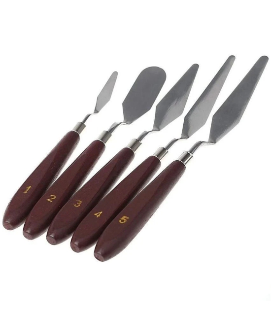 ECLET 5PCS Palette Knives Painting Stainless Steel Scraper Spatula Wood Handle Art Supplies for Artist Canvas Oil Paint Color Mixing