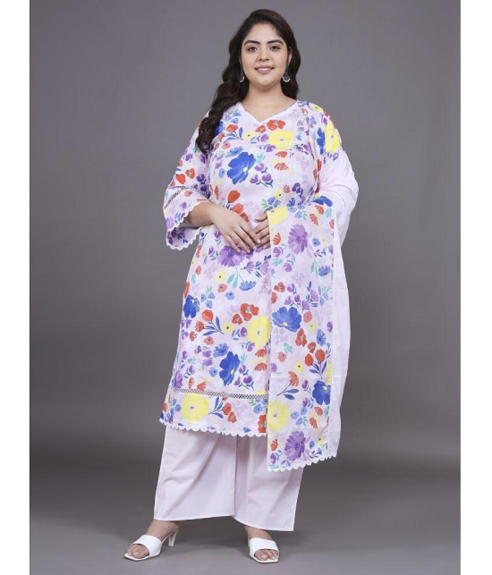 Tissu Cotton Printed Kurti With Palazzo Womens Stitched Salwar Suit - Multicolor ( Pack of 1 ) - None