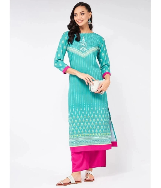 Pannkh - Blue Rayon Flex Womens Straight Kurti ( Pack of 1 ) - None