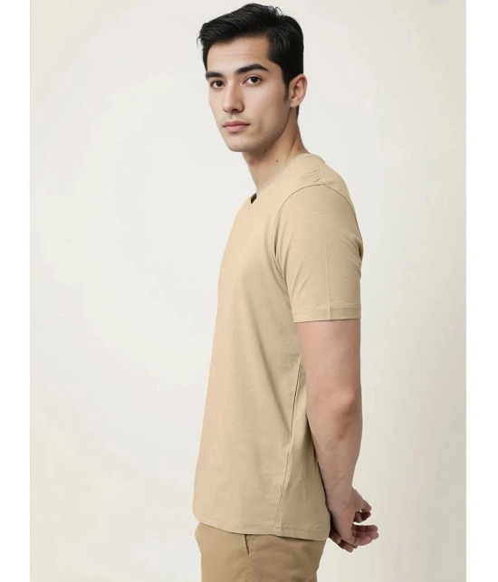 Radprix Cotton Regular Fit Solid Half Sleeves Mens T-Shirt - Beige ( Pack of 1 ) - None