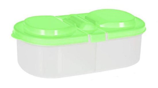 VARKAUS - 2 GRID CONTAINER Plastic Assorted Food Container ( Set of 1 ) - Assorted