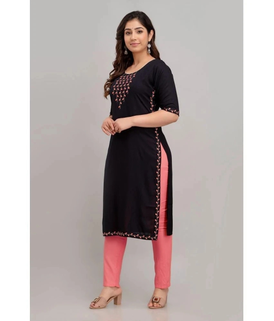 Kapadia - Black Rayon Womens Straight Kurti ( Pack of 1 ) - None