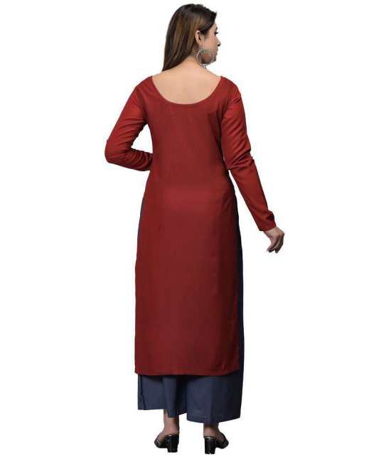 Maquien Maroon Rayon Straight Kurti - 4XL