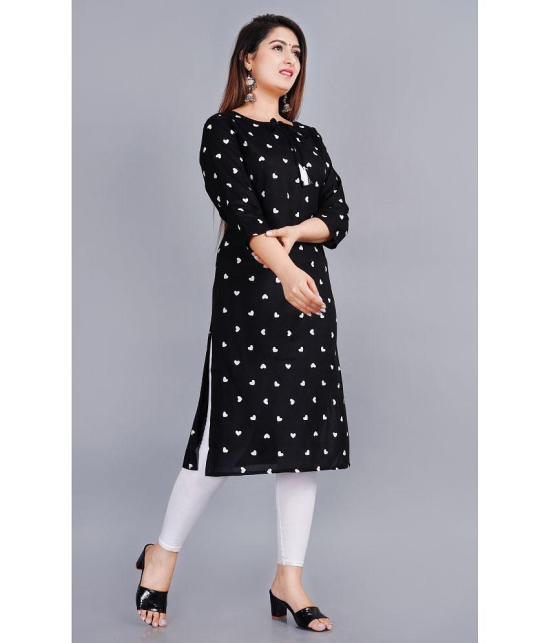 Smien - Black Rayon Women's Straight Kurti ( Pack of 1 ) - None