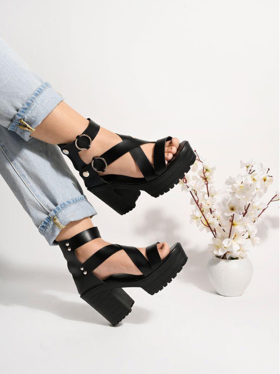 Shoetopia - Black Women''s Sandal Heels - None