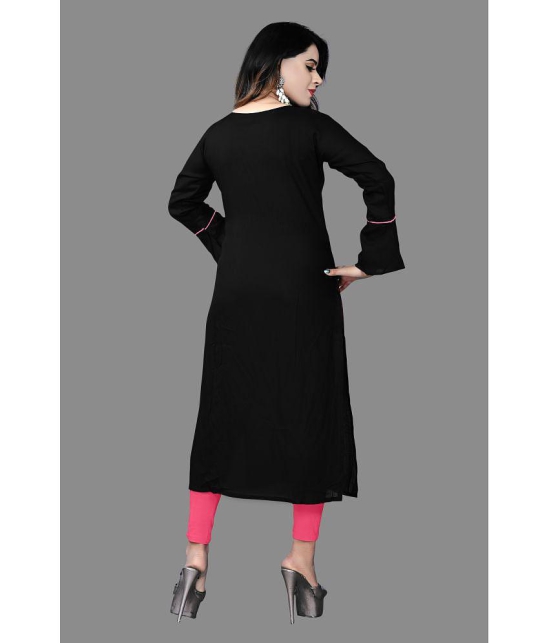 haya fashion - Black Rayon Women's Straight Kurti ( Pack of 1 ) - None