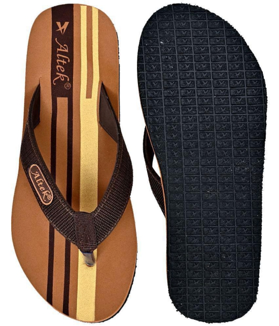 Altek - Brown Mens Thong Flip Flop - None