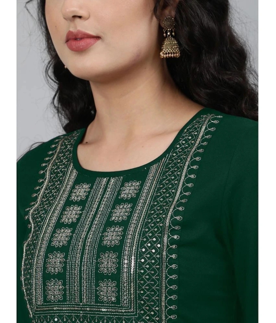 JASH CREATION - Green Rayon Womens Straight Kurti ( Pack of 1 ) - None