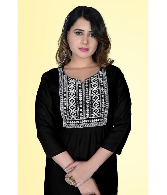 haya fashion - Black Rayon Women's Straight Kurti ( Pack of 1 ) - None