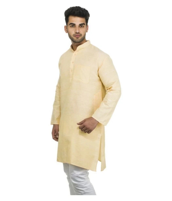 DESHBANDHU DBK Yellow 100 Percent Cotton Kurta Single - None