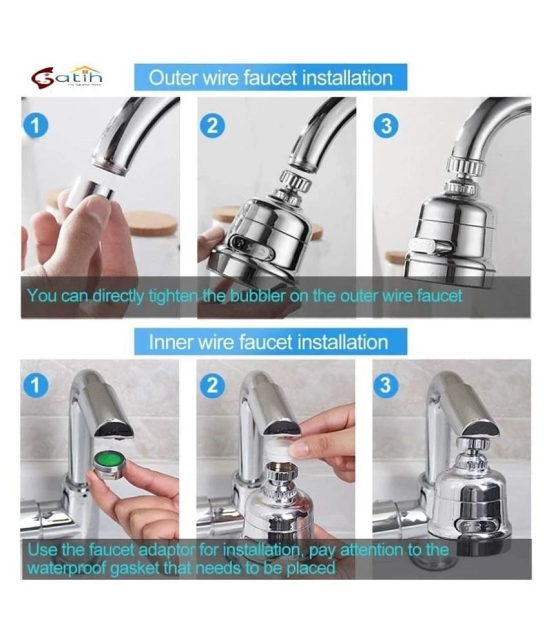 Gatih 360 Degree Rotating Water-Saving Sprinkler, Faucet Aerator, Adjustable Head Nozzle Splash-Proof Filter Extender Sprayer for Kitchen, Bathroom (Three Mode Long, Faucet Head with Nozzle 