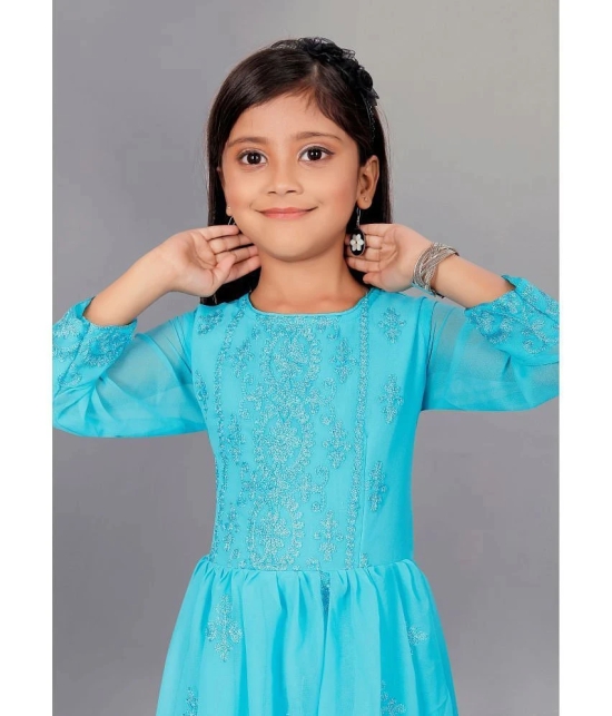 Apnisha - Sky Blue Georgette Girls Gown ( Pack of 1 ) - None