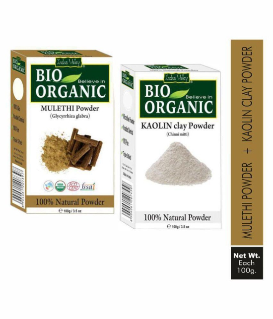 Indus Valley Bio Organic Kaolin Clay+Mulethi Powder Combo-Set of 2 (200 g)