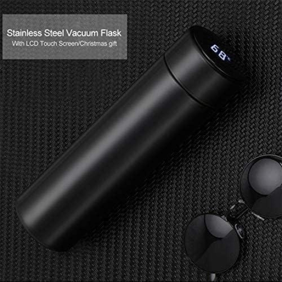 Temperature Smart Vacuum Insulated Thermos Water Bottle with Led Temperature Display 304 Stainless Steel Perfect for Hot and Cold Drinks (Black, 500Ml)