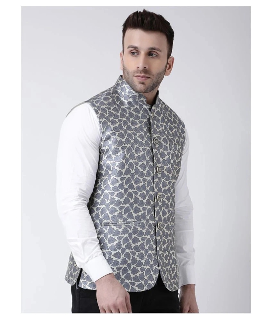 Hangup Grey Polyester Blend Nehru Jacket - None