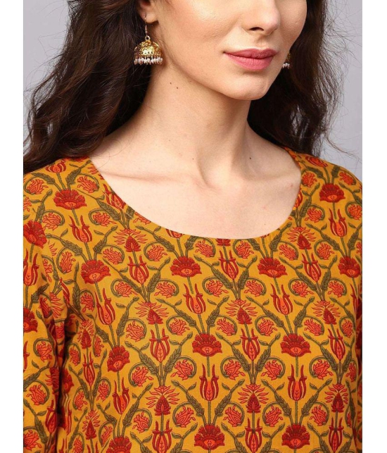 Antaran Cotton Printed Kurti With Palazzo Women''s Stitched Salwar Suit - Yellow ( Pack of 1 ) - None