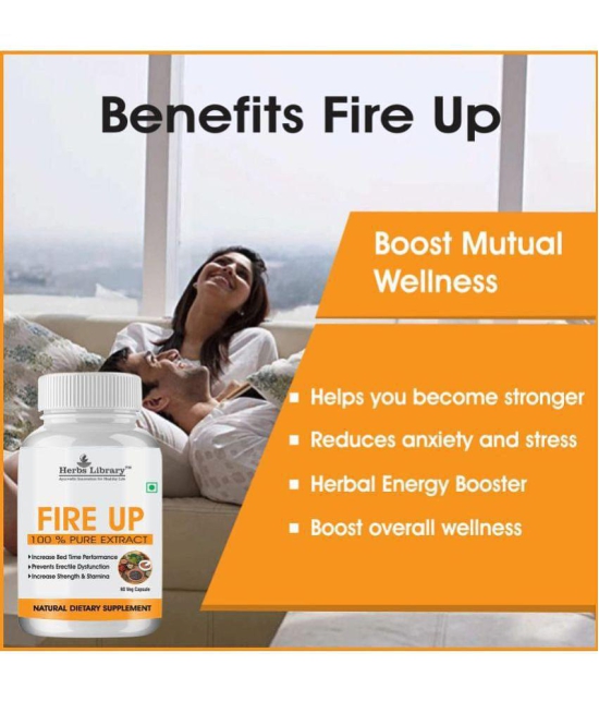 Herbs Library Fire up Supplement, Maintain Strength & Stamina 60 Capsules Each (Pack of 2)