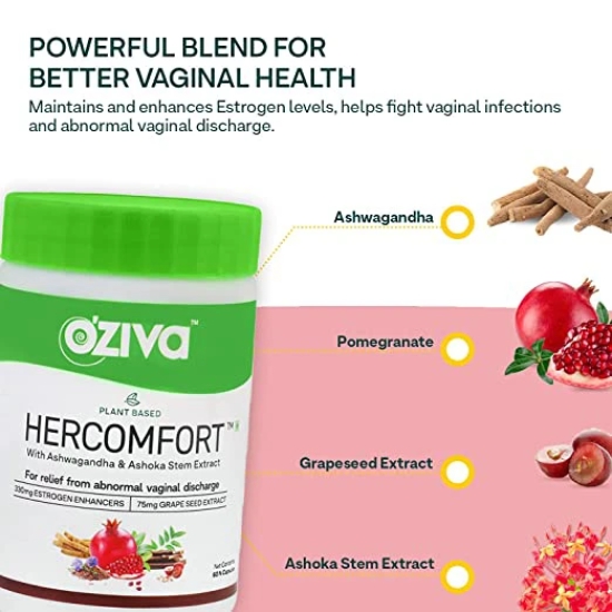 OZiva Plant Based HerComfort With Ashwagandha Flax Seeds  Ashoka Stem Extracts