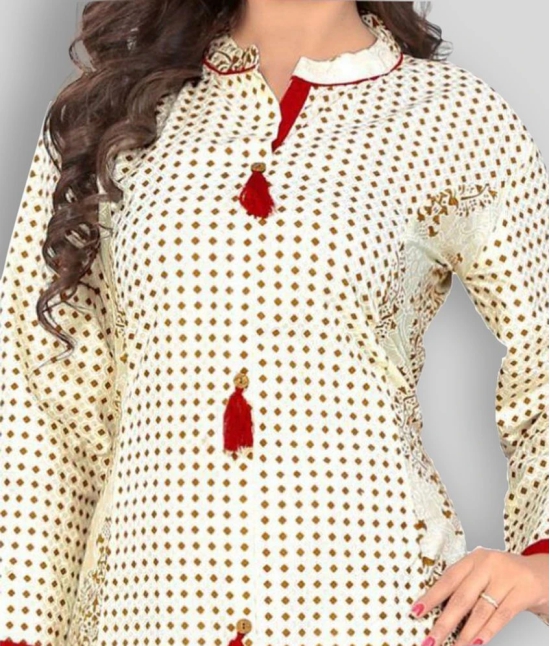 Vbuyz - White Cotton Womens Front Slit Kurti ( Pack of 1 ) - XL