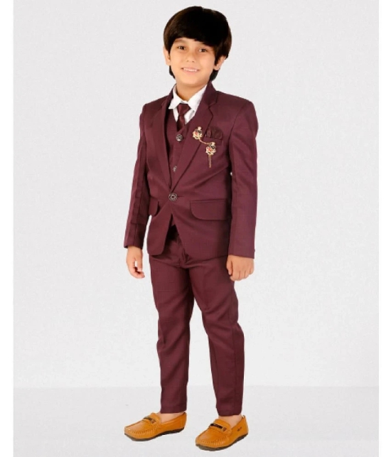 DKGF Fashion Boys Polyester Suit ( Pack of 1 , Maroon ) - None