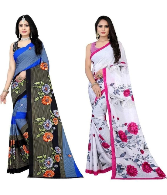 LEELAVATI - Multicolor Georgette Saree With Blouse Piece ( Pack of 2 ) - Multicolor