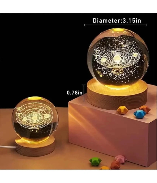 CIELKART  Crystal Ball Lamp for Home Decoration 3D Solar System Transparent Decorative Table Lamp ( Pack of 1 ) - Transparent