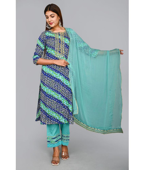 AMIRA'S INDIAN ETHNICWEAR - Blue Rayon Women's Stitched Salwar Suit ( ) - M