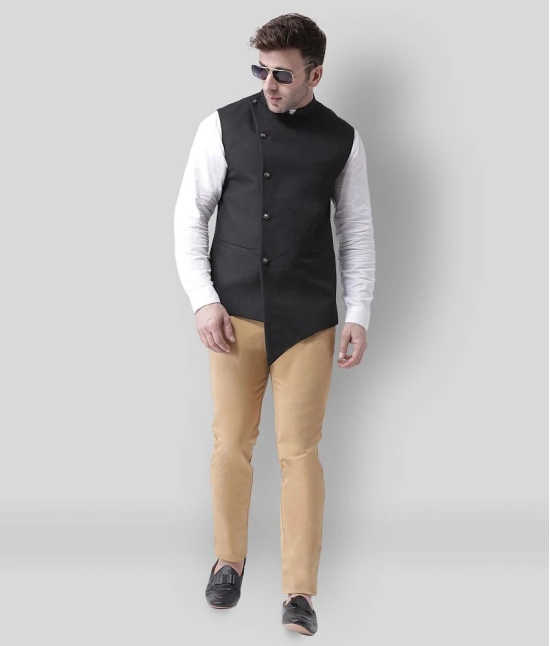 Hangup Black Cotton Blend Nehru Jacket - None