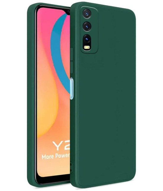 Case Vault Covers - Green Silicon Plain Cases Compatible For Vivo Y12s ( Pack of 1 ) - Green