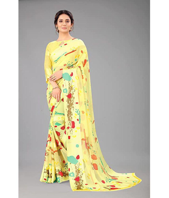 Sitanjali - Yellow Georgette Saree With Blouse Piece ( Pack of 1 ) - Yellow