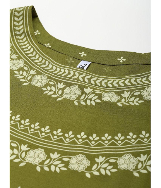 Kbz - Green Rayon Women's Flared Kurti ( Pack of 1 ) - None