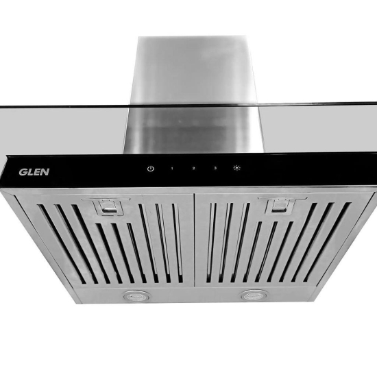 Glen 60 cm 1000 m3/hr Glass Wall Mount Kitchen Chimney With 7 years warranty on Product, Touch Controls Baffle Filters (6062 SX TS, Silver)