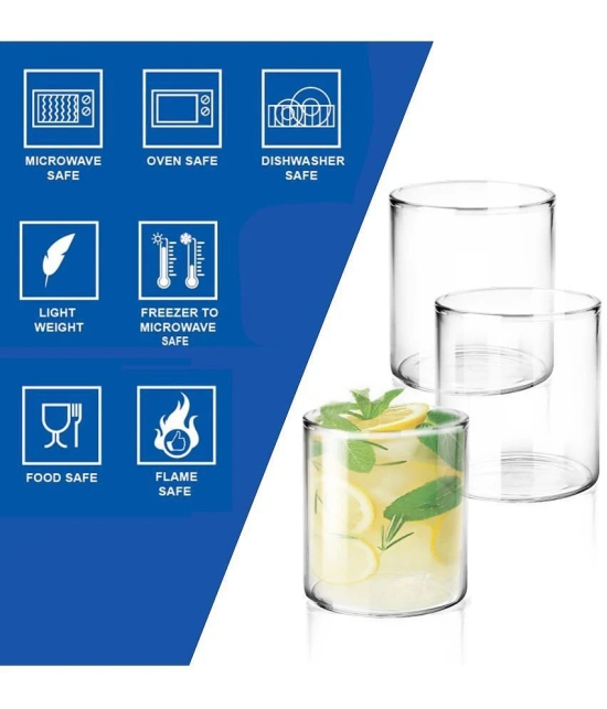 Treo By Milton Vector Borosilicate Glass Tumbler, Set of 3, 210 ml Each, Transparent