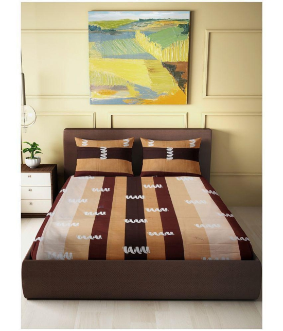 Abhikram - Brown Cotton Double Bedsheet with 2 Pillow Covers - Brown