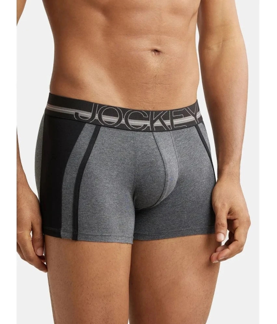 Jockey US21 Men Super Combed Cotton Elastane Stretch Solid Trunk - Charcoal Melange - None