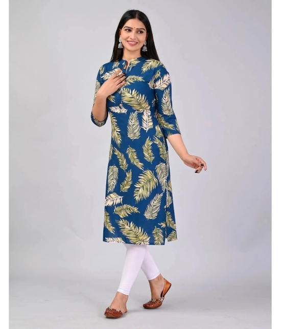 MAUKA Rayon Printed Straight Womens Kurti - Blue ( Pack of 1 ) - None