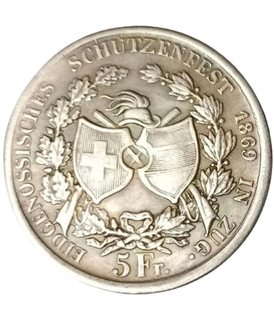 Extremely Rare Switzerland 5 Francs 1869 Modern Coin - Hard to Find